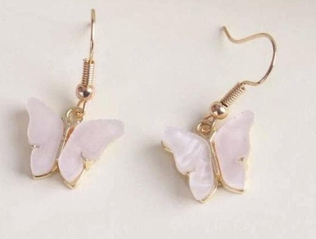WHITE BUTTERFLY GOLD NEW! ÖRHÄNGE bara UNIKA Design HANDMADE LOVE