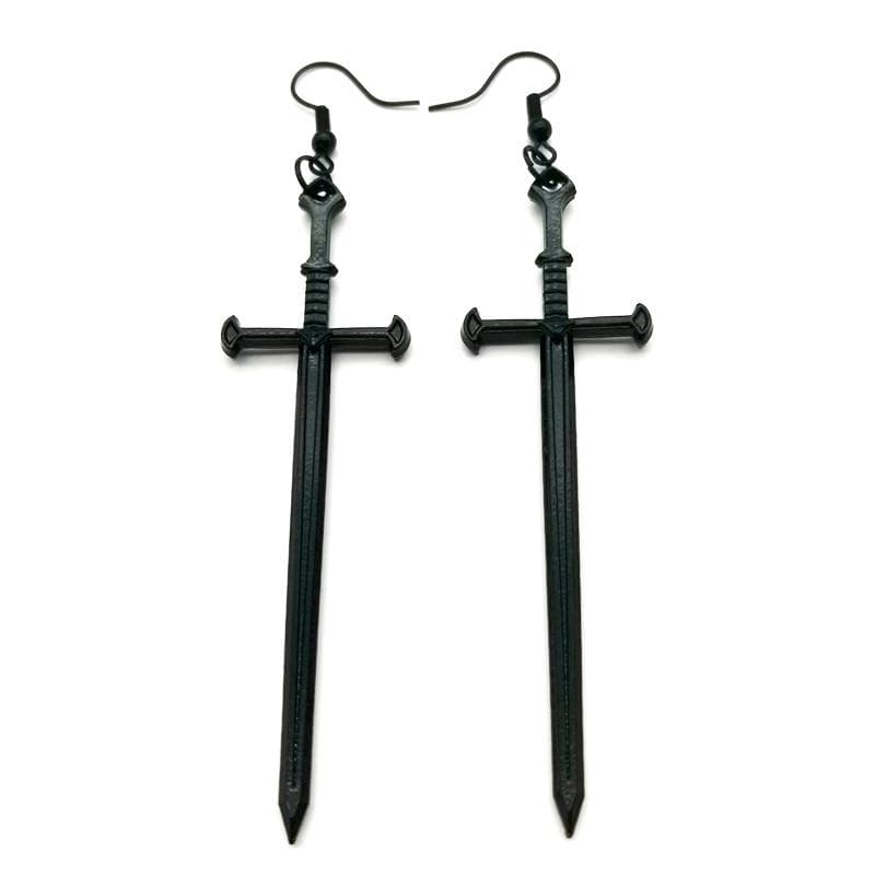 Örhängen Svärd Dagger SVART Sword Kniv Vapen