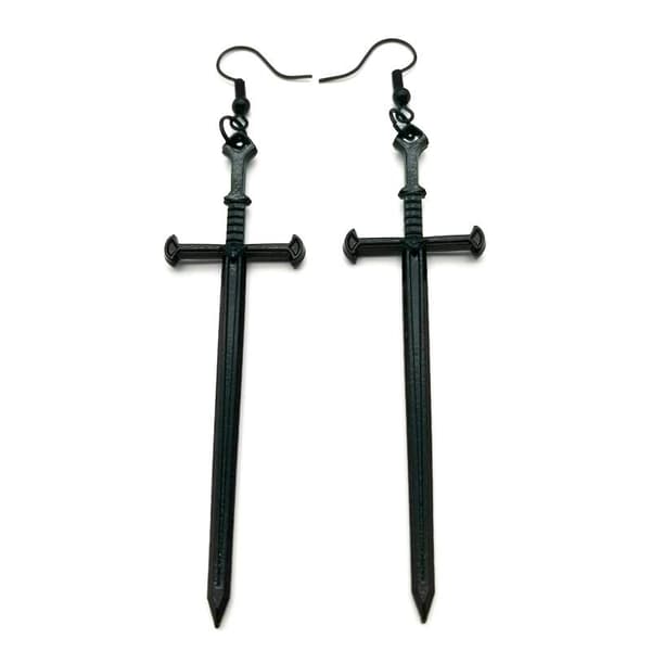 Örhängen Svärd Dagger SVART Sword Kniv Vapen