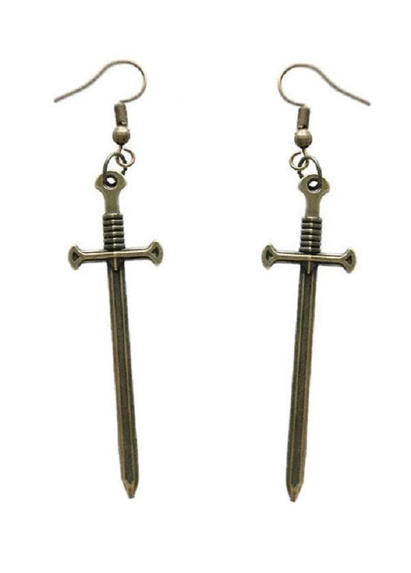 Örhängen Svärd Dagger XL Sword Kniv Vapen Bronsfärf