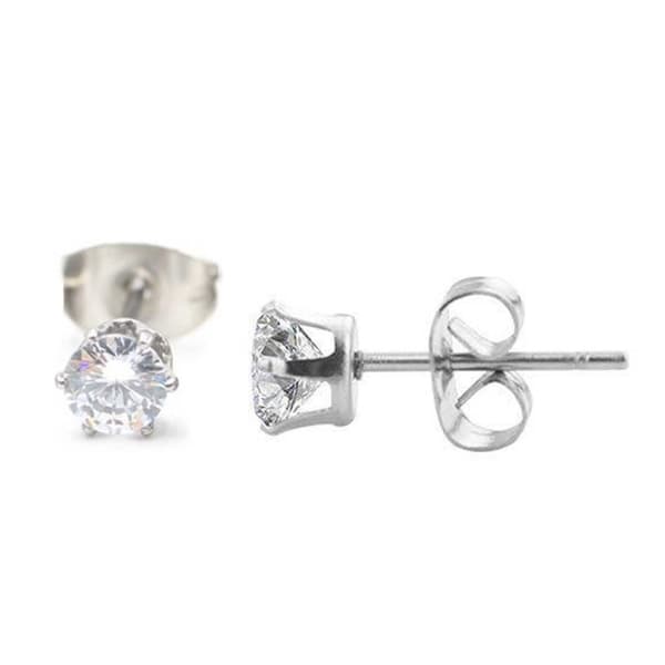 2-pack sølv krystal piercing øreringe piercing juvel - 4mm