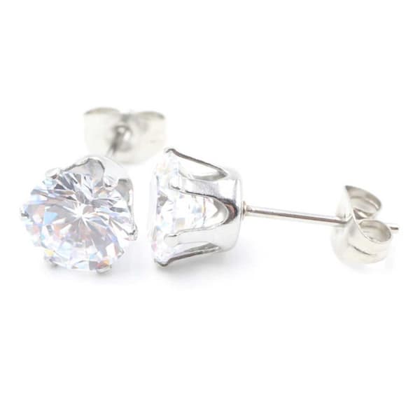 2-pack Silver Kristall Piercing Örhänge Piercingsmycke – 7mm