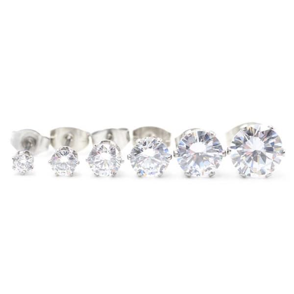 2-pack Silver Kristall Piercing Örhänge Piercingsmycke – 7mm