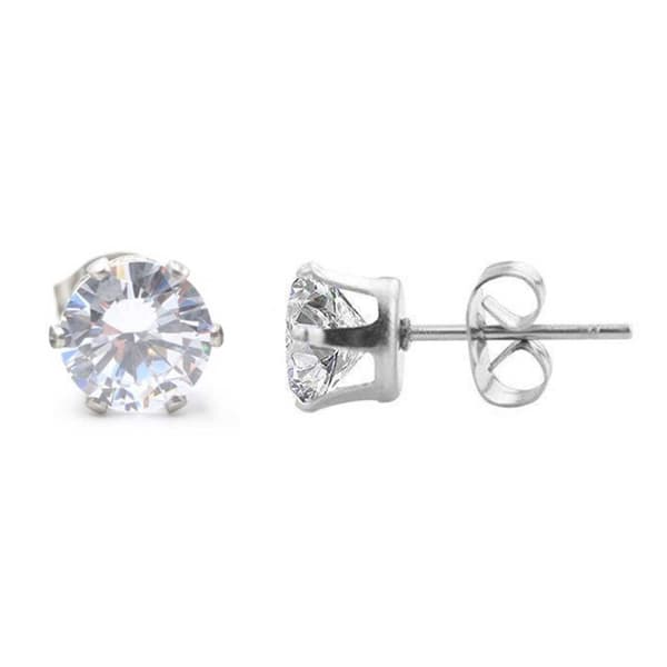 2-pack sølv krystal piercing øreringe piercing juvel - 7mm