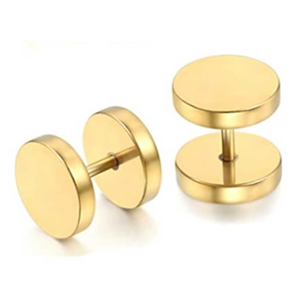 2-pack Fake Plug Fejk Töjning Örhänge Piercingsmycke Guld – 12mm