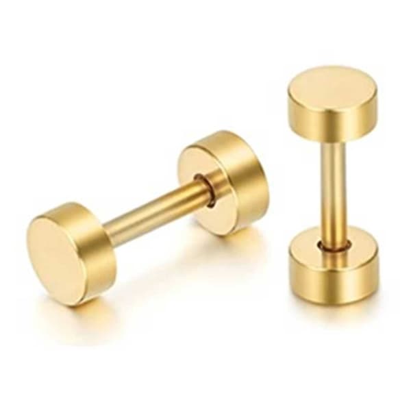 2-pack falsk stik falsk forlængelse øreringe piercing juvel guld - 4mm