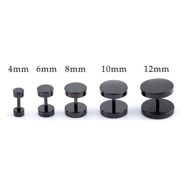 2-pack Svart Fake Plug Fejk Töjning Örhänge Piercingsmycke – 4mm