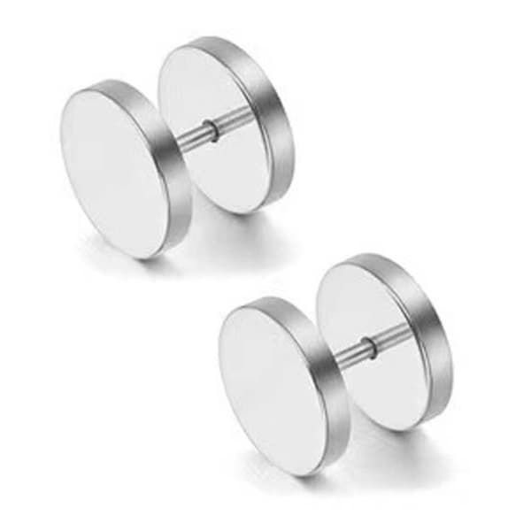 2-pack Fake Plug Fejk Töjning Örhänge Piercingsmycke Silver – 12mm