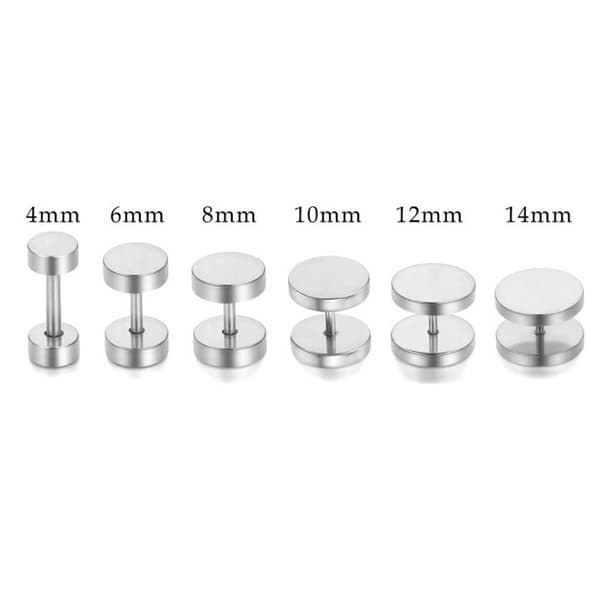 2-pack Fake Plug Fejk Töjning Örhänge Piercingsmycke Silver – 7mm
