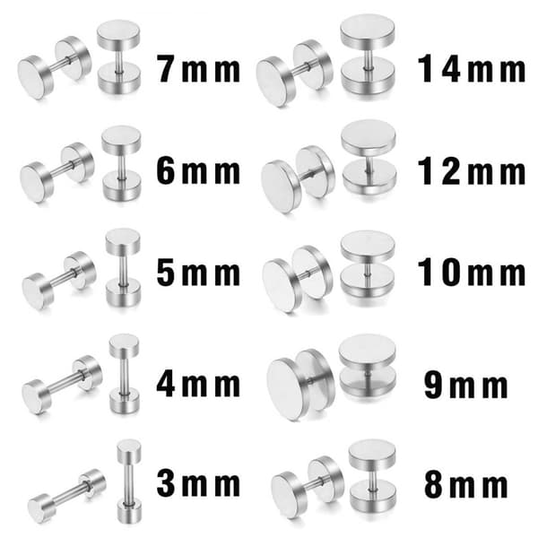 2-pack Fake Plug Fejk Töjning Örhänge Piercingsmycke Silver – 7mm
