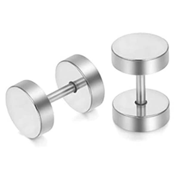 2 -pakke falske plugg falske strekkøreringer piercings smykker sølv - 7mm
