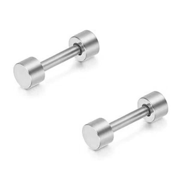 2-pack Fake Plug Fejk Töjning Örhänge Piercingsmycke Silver – 4mm