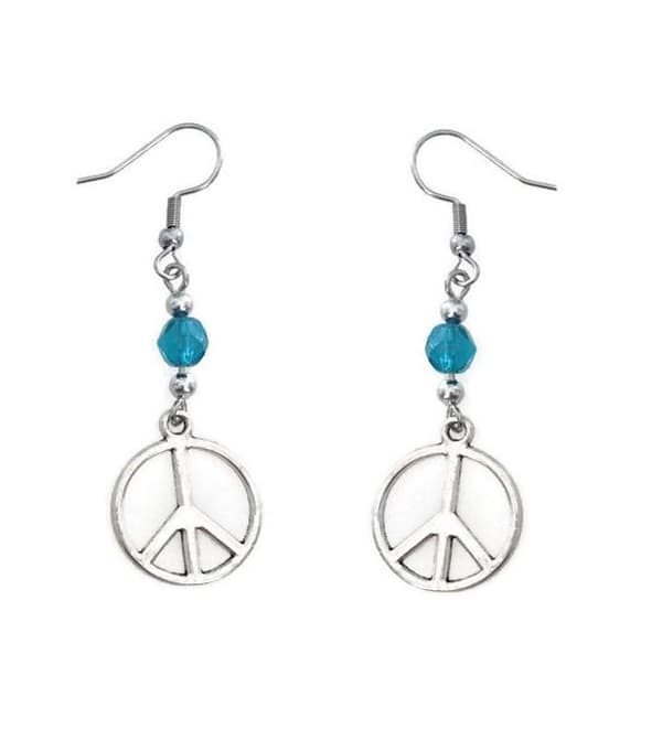 Earrings - Peace - Bead - Blue