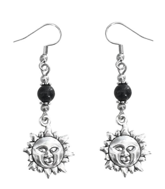 Örhängen Sol Onyx Sun Wicca Pagan Rostfri krok