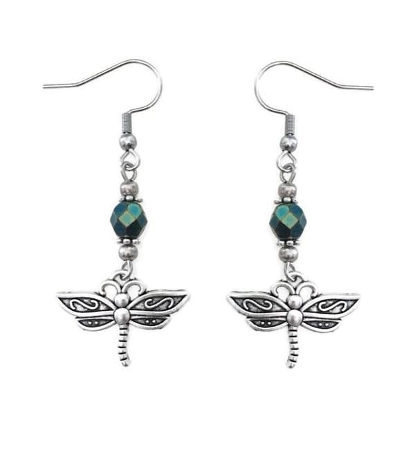Earrings - Dragonfly - Bead - Blue