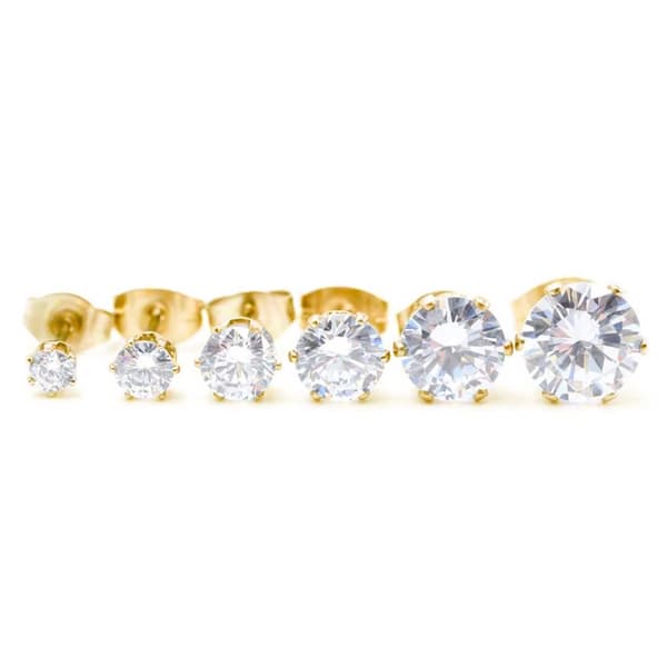 2-pakke guld krystal piercing øreringe piercing juvel - 6mm