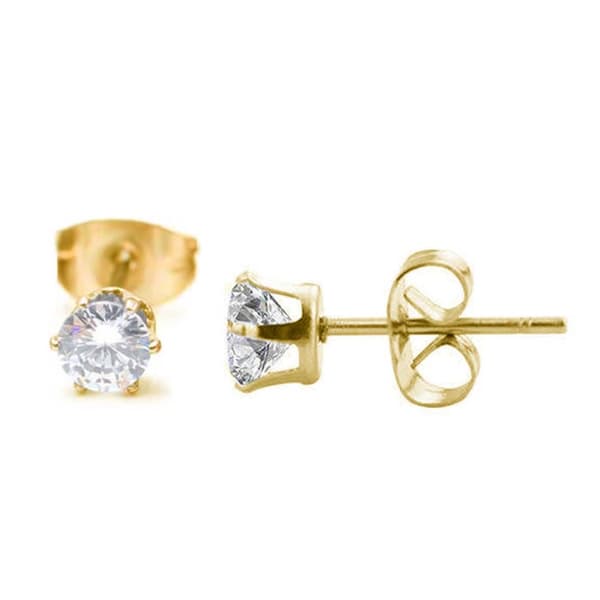 2-pack Guld Kristall Piercing Örhänge Piercingsmycke – 4mm