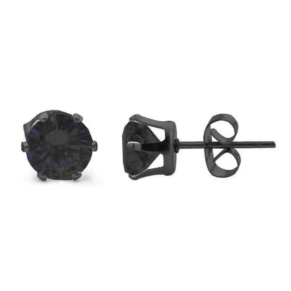 2-pack Svart Piercing Örhänge Svart Kristall 7mm