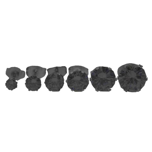 2-pack Svart Piercing Örhänge Svart Kristall 3mm