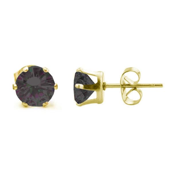 2-pack Guld Piercing Örhänge Svart Kristall – 7mm