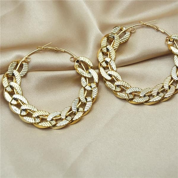Stora hoops med kedjor i guld hip-hop statement elegans