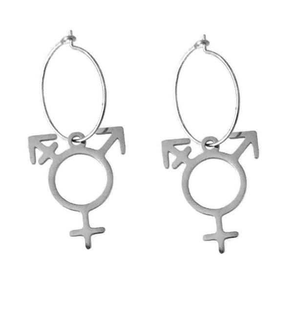 Earrings - Creolers - Transgender Symbol - Stainless steel