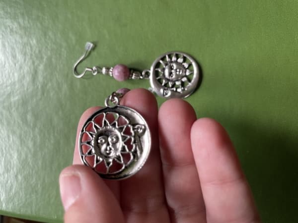 Earrings - Crescent Moon - Sun - Lepidolite