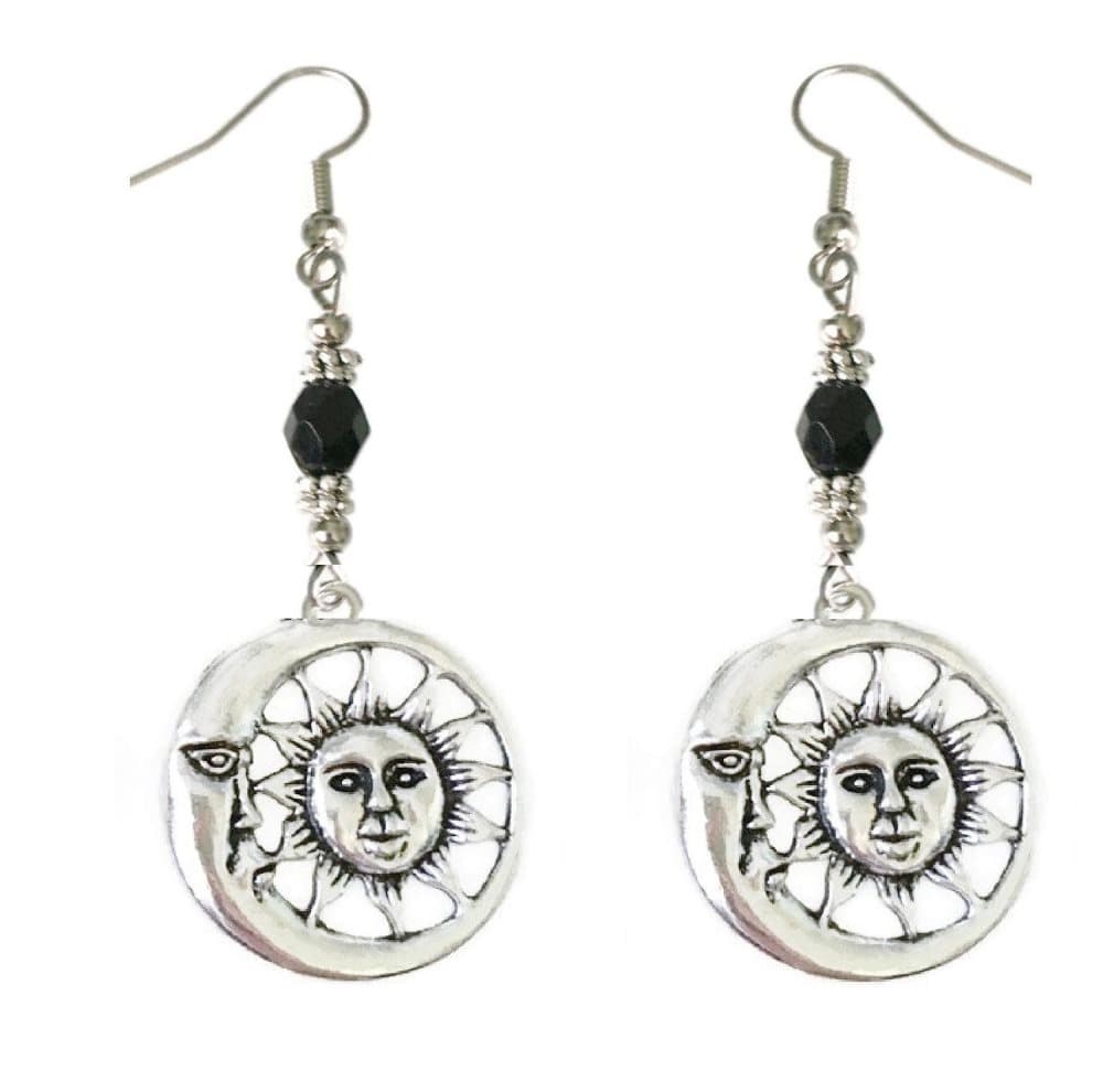 Örhängen Sol Måne Svart Pärla Wicca Pagan Moon Sun