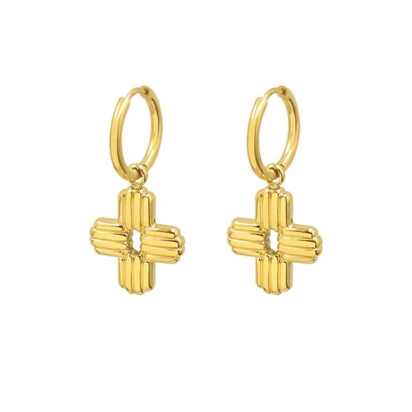 Noorzai Scandinavia - Øreringe med kryds minimalistisk guld 18K