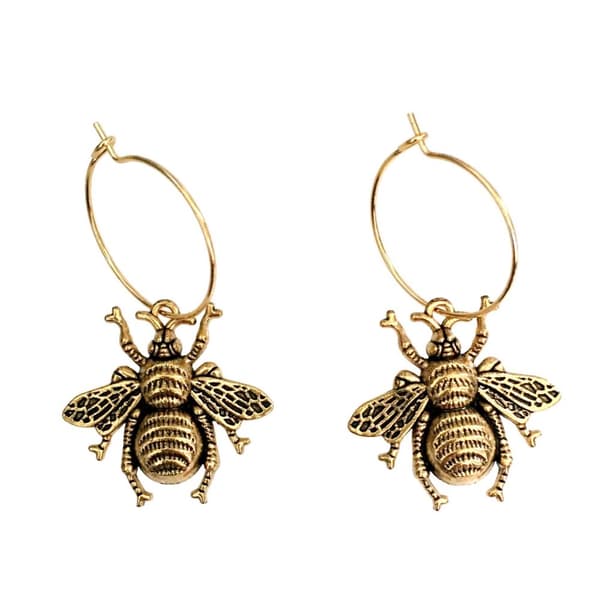 Earrings - Creole - Bumblebee - Antique gold