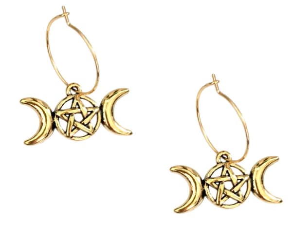 Earrings - Creoles - Pentagram - 2 or 3 cm rings