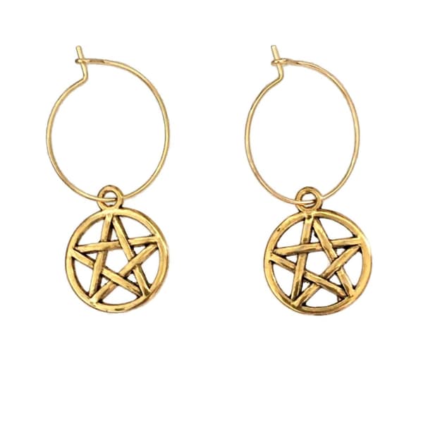 Earrings - Creoles - Pentagram - 2 or 3 cm rings