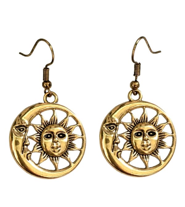Örhängen Sol Måne Moon Sun Antikguld Wicca Pagan