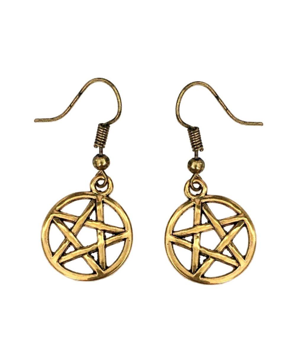 Örhängen Pentagram Antikguld Wicca Pagan