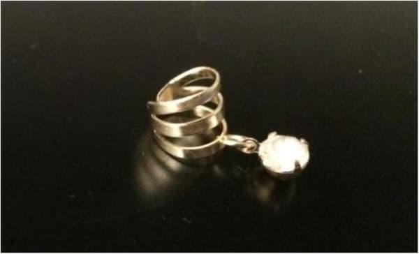 Guld Earcuff Ear Cuff Örhänge med Hängade Vit Rhinestone