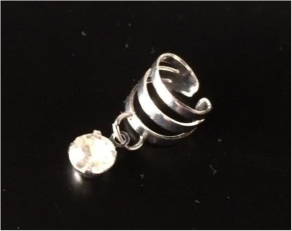 Silver Earcuff Ear Cuff Örhänge med Hängade Vit Rhinestone