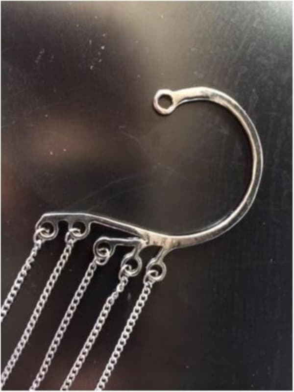 Svartgrå Ear Wrap Earcuff Cuff Örhänge - Hängande Kedjor & Kors