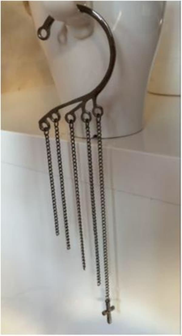 Svartgrå Ear Wrap Earcuff Cuff Örhänge - Hängande Kedjor & Kors