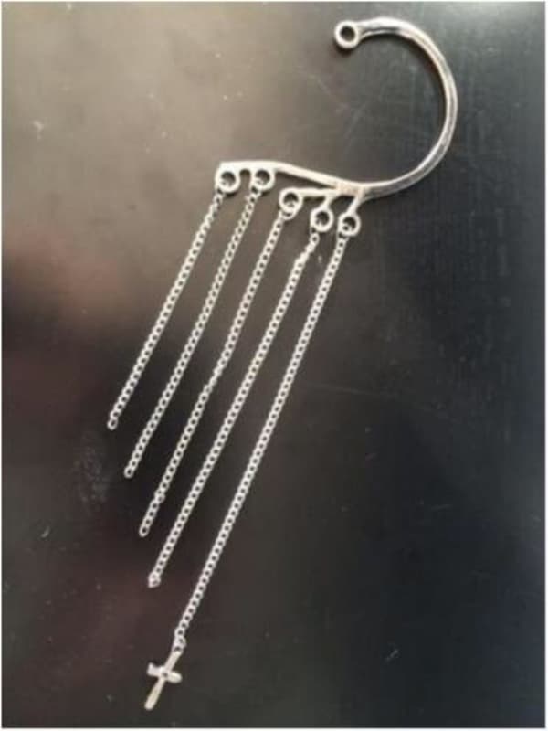 Svartgrå Ear Wrap Earcuff Cuff Örhänge - Hängande Kedjor & Kors