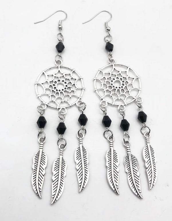 Örhängen Drömfångare Silver Mandala Svart Goth Rock