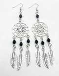 Pikkukuva 1 / 2: Earrings - Dreamcatcher - Beads - Black