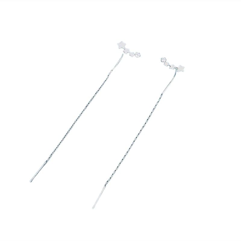 Star Dangle Örhängen Kedja för kvinnor Dangle Örhängen Långa Star Örhängen Tofs Silver