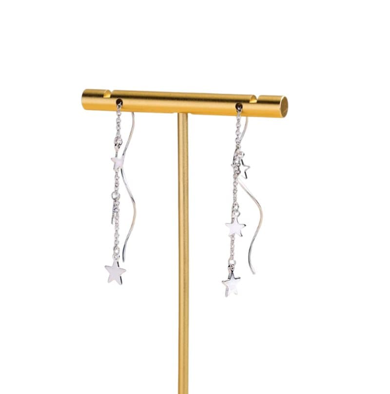 Star Dangle Örhängen Chain Curve Dangle Örhängen Wave Long Tassel Örhängen Silver