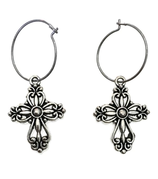 Creoler Kors Cross Symbol Gothic Rostfria Ringar Örhängen