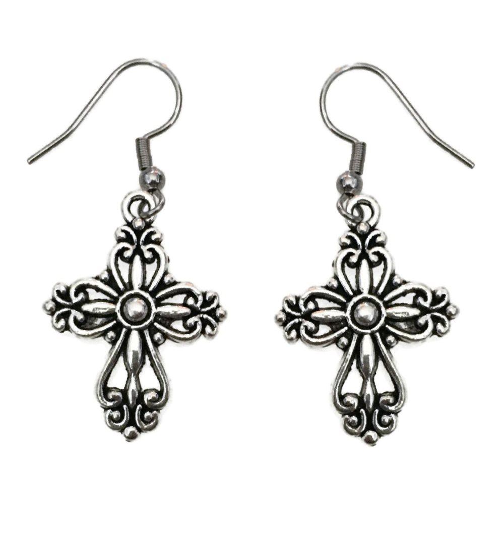 Örhängen Kors Cross Symbol Gothic Rostfria krokar