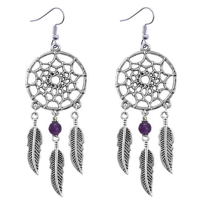 Örhängen Drömfångare Ametist Mandala Rostfri krok