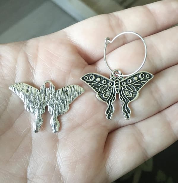 Örhängen Slända Moth Ametist Månfas Moon Wicca Rostfri krok