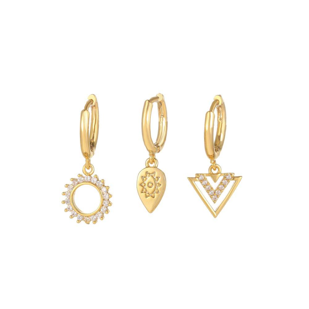 Set med 3 olika örhängen Flerfärgad