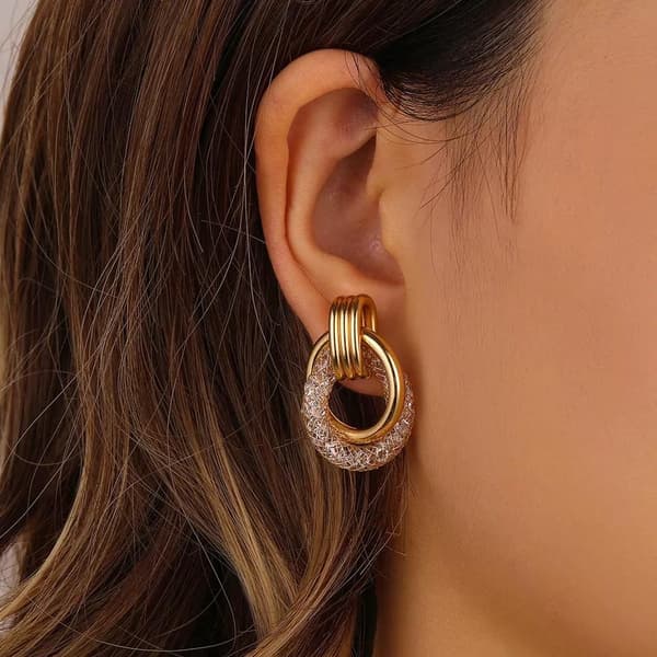 Stylish earrings rings hoops geometric mesh wire