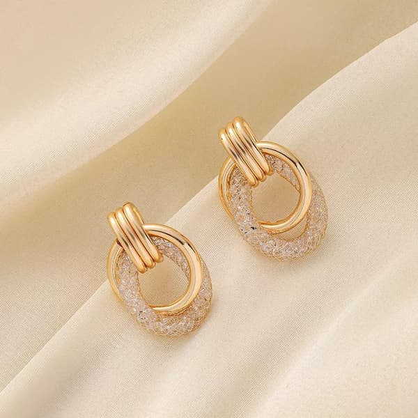 Stylish earrings rings hoops geometric mesh wire